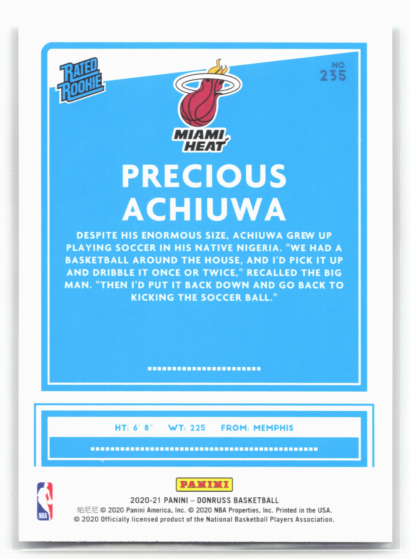 2020-21 Donruss #235 Precious Achiuwa
