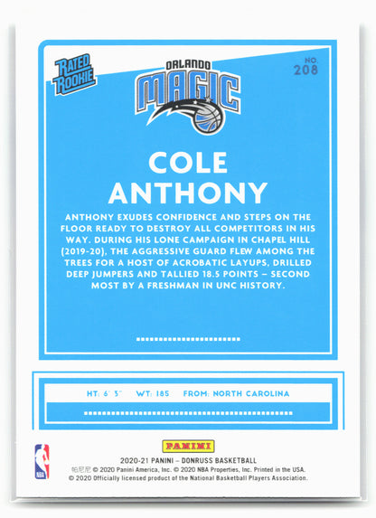 2020-21 Donruss #208 Cole Anthony