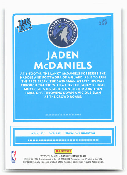 2020-21 Donruss #239 Jaden McDaniels