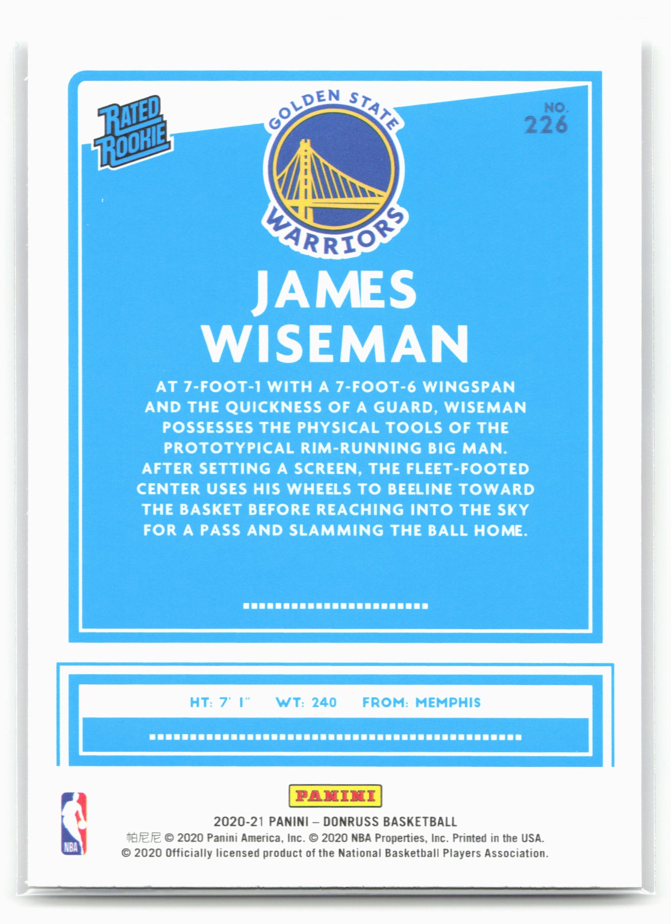 2020-21 Donruss #226 James Wiseman