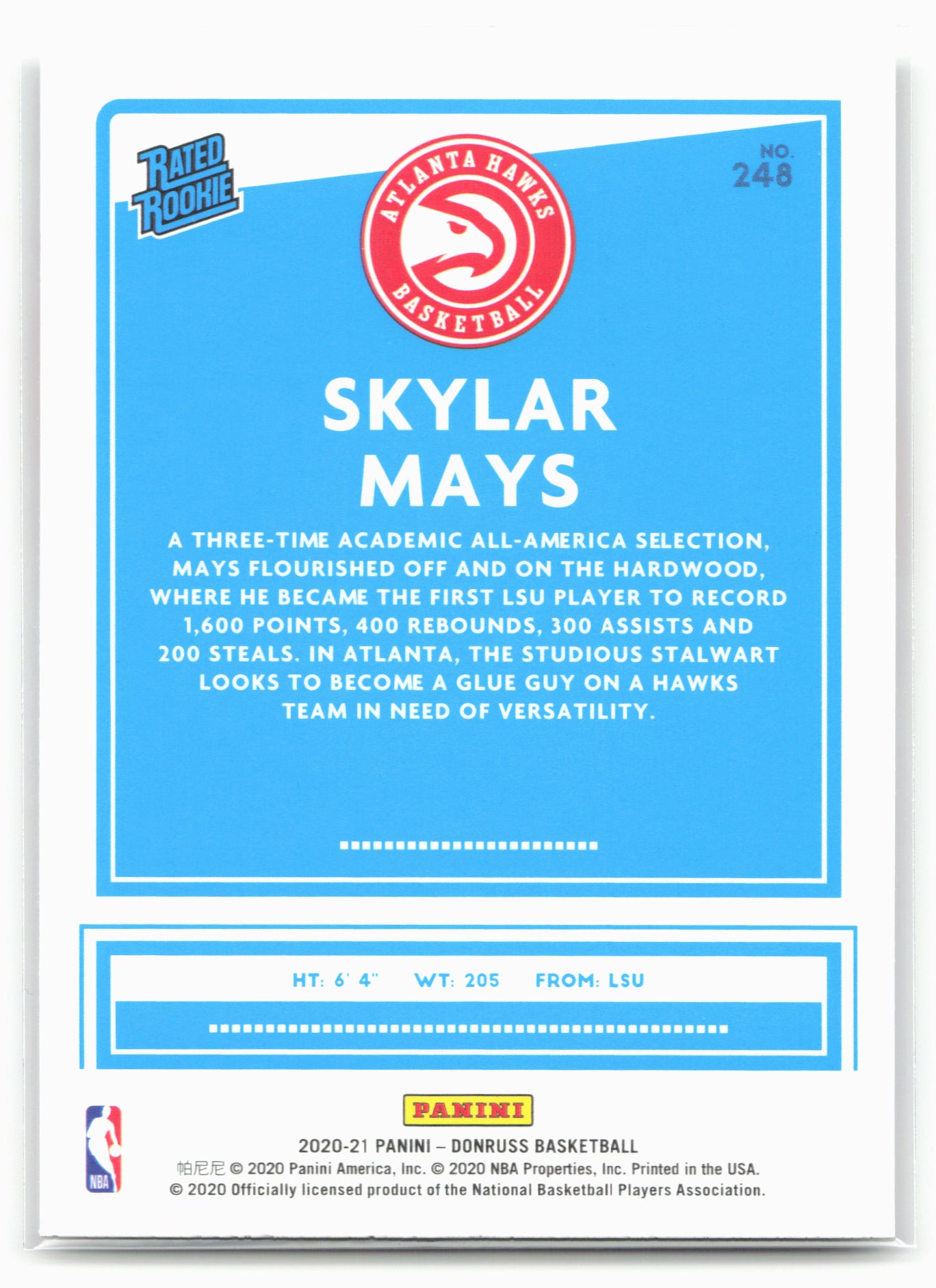 2020-21 Donruss #248 Skylar Mays