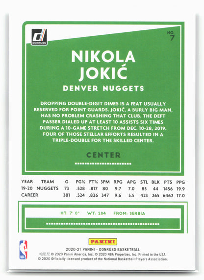 2020-21 Donruss #7 Nikola Jokic