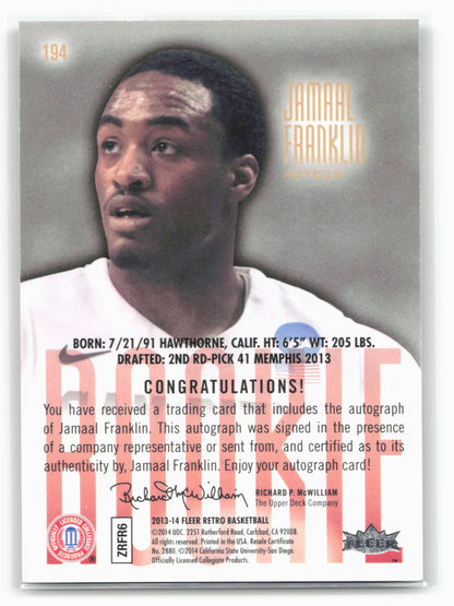 2013-14 Fleer Retro #194 Jamaal Franklin '95-96 Ultra Autographs