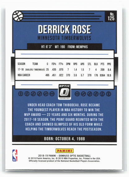 2018-19 Donruss Optic #125 Derrick Rose