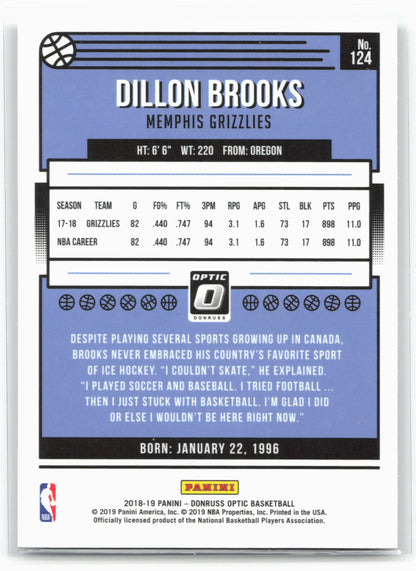 2018-19 Donruss Optic #124 Dillon Brooks