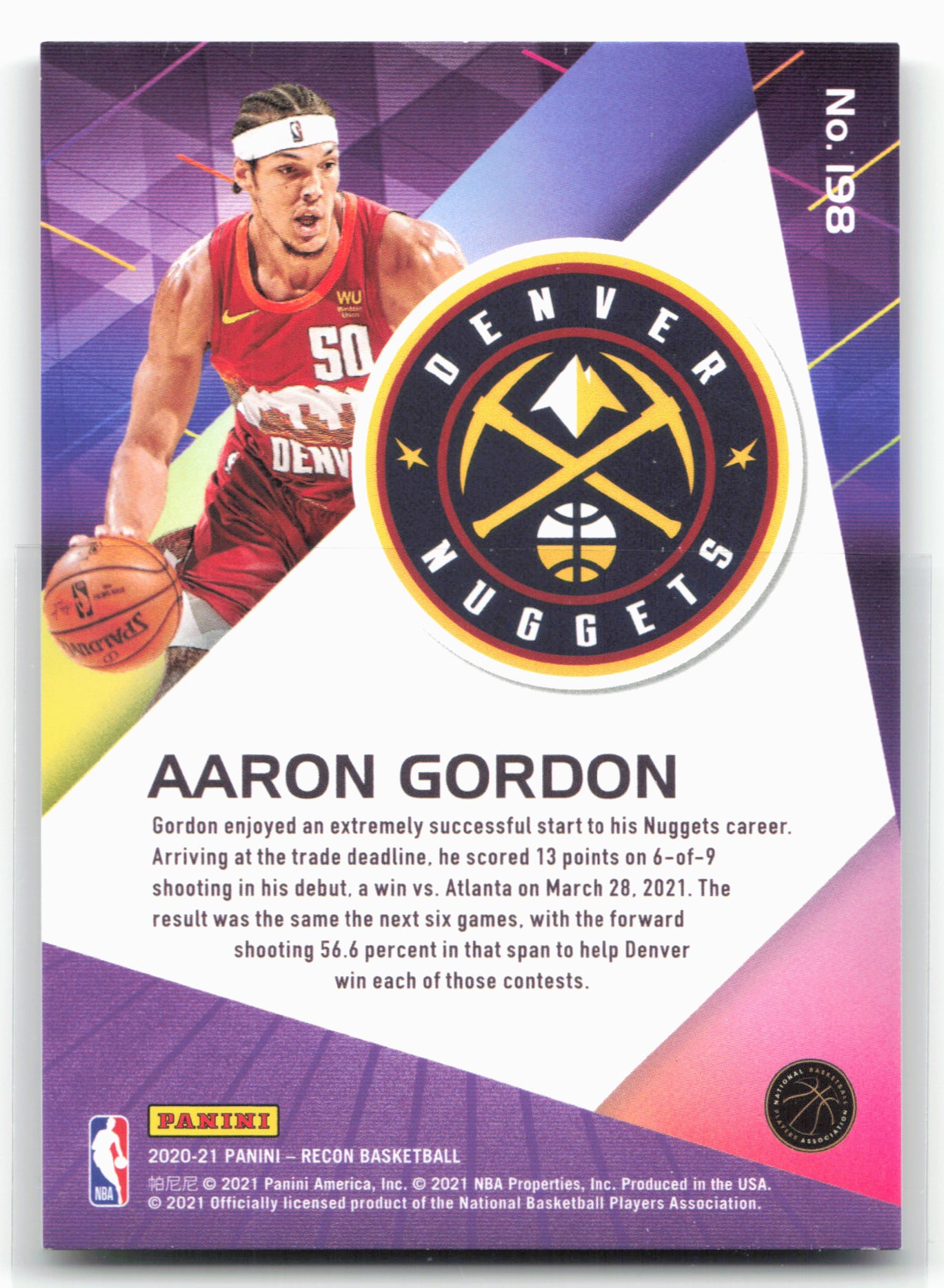 2020-21 Panini Recon #198 Aaron Gordon Holo