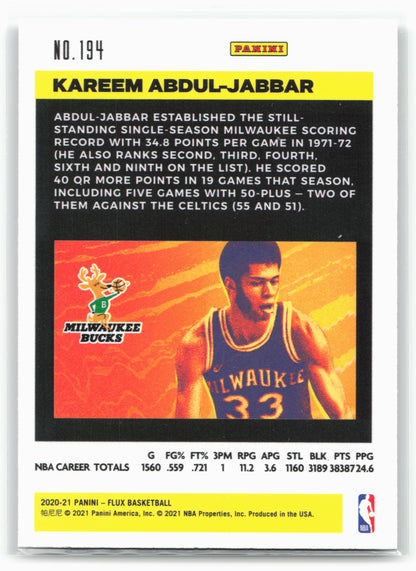 2020-21 Panini Flux #194 Kareem Abdul-Jabbar