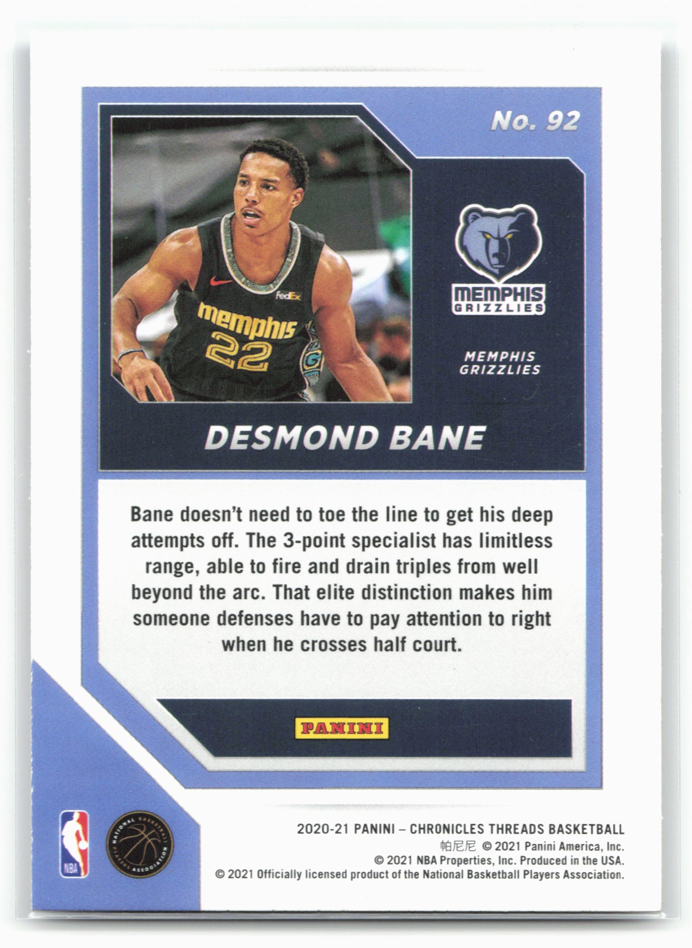 2020-21 Panini Chronicles #92 Desmond Bane