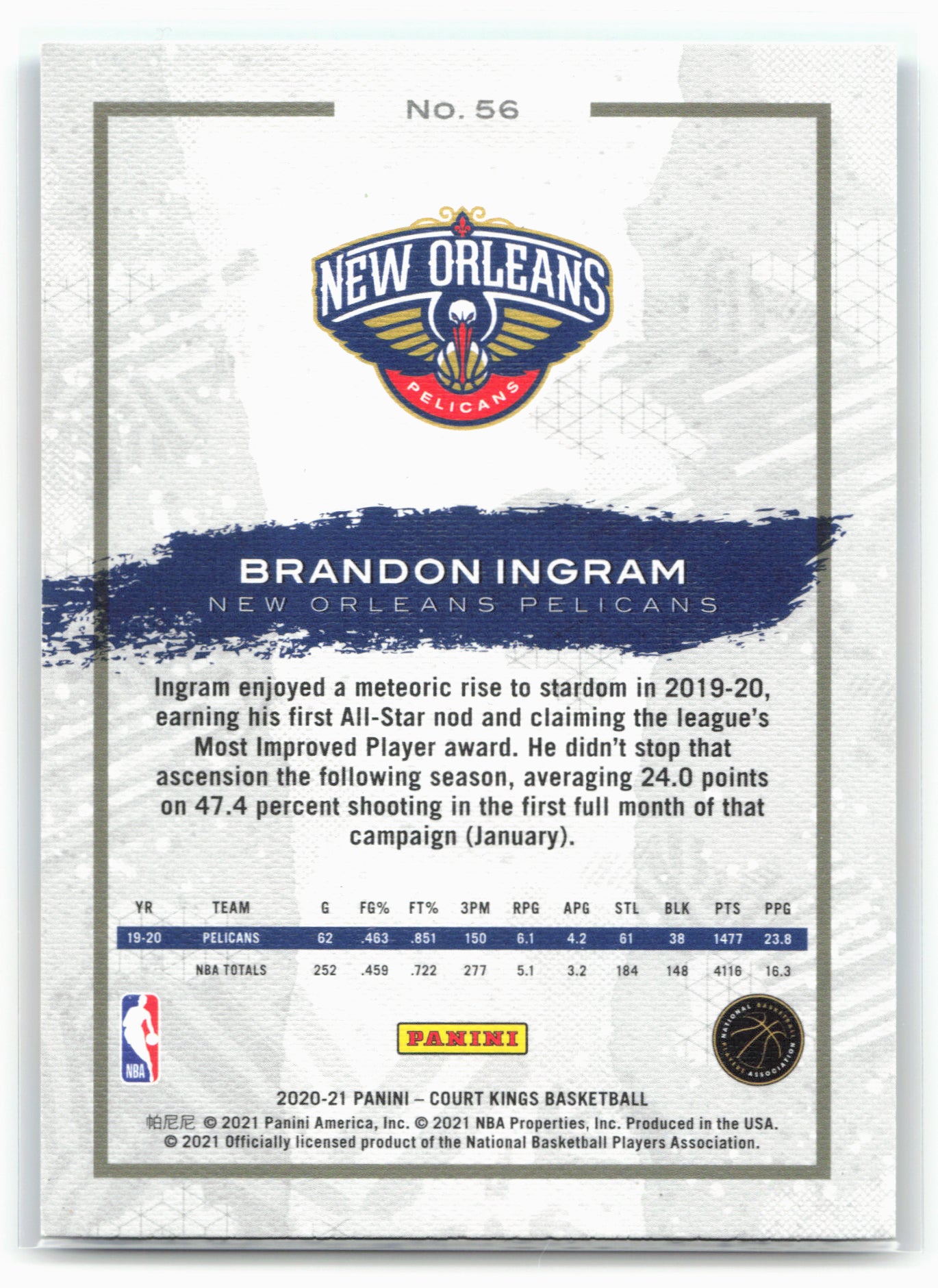 2020-21 Panini Court Kings #56 Brandon Ingram