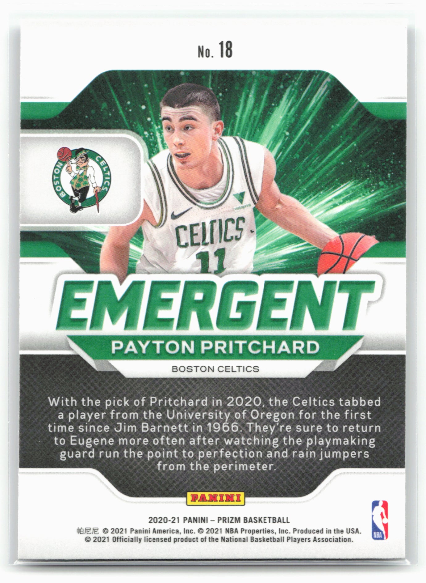 2020-21 Panini Prizm #18 Payton Pritchard Emergent