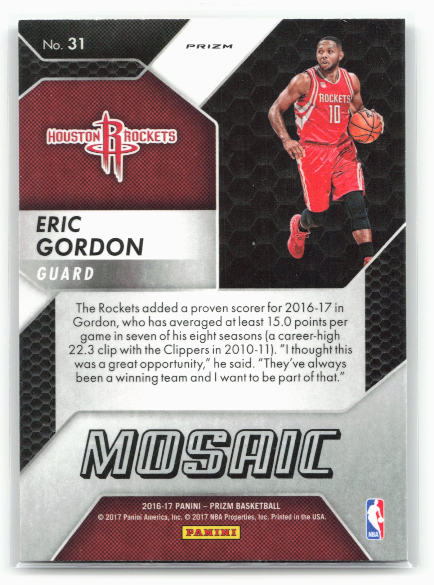 2016-17 Panini Mosaic Prizm #31 Eric Gordon