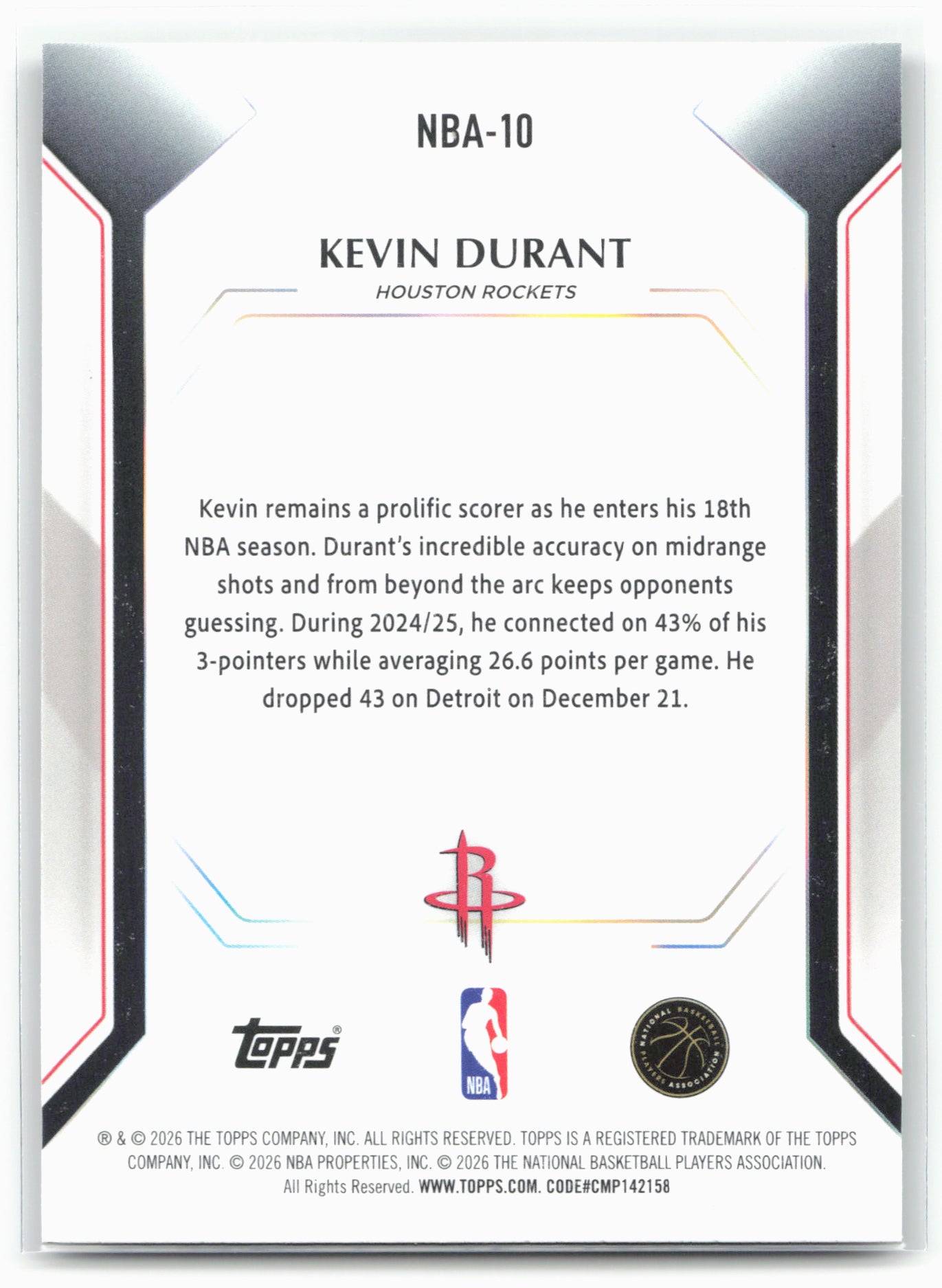 2025-26 Topps #NBA-10 Kevin Durant Topps Collector Kit