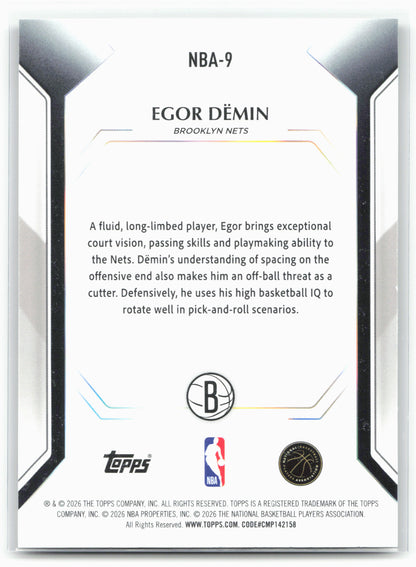 2025-26 Topps #NBA-9 Egor Demin Topps Collector Kit