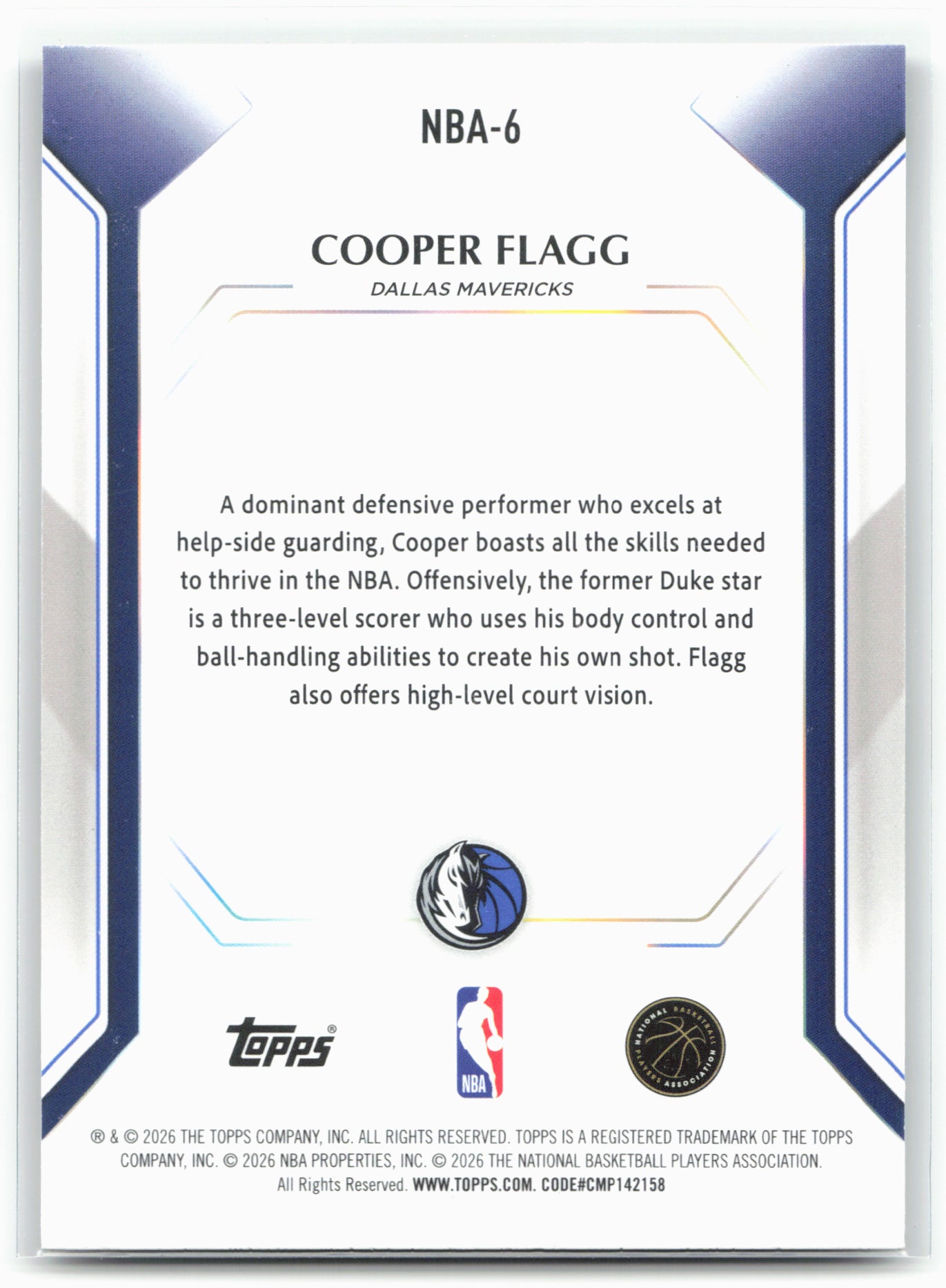2025-26 Topps #NBA-6 Cooper Flagg Topps Collector Kit