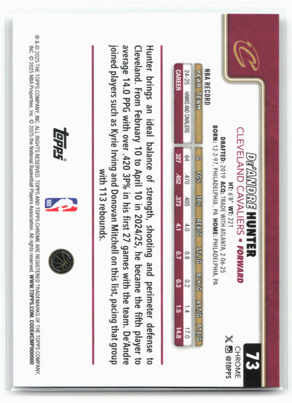 2025-26 Topps Chrome #73 De'Andre Hunter Refractor
