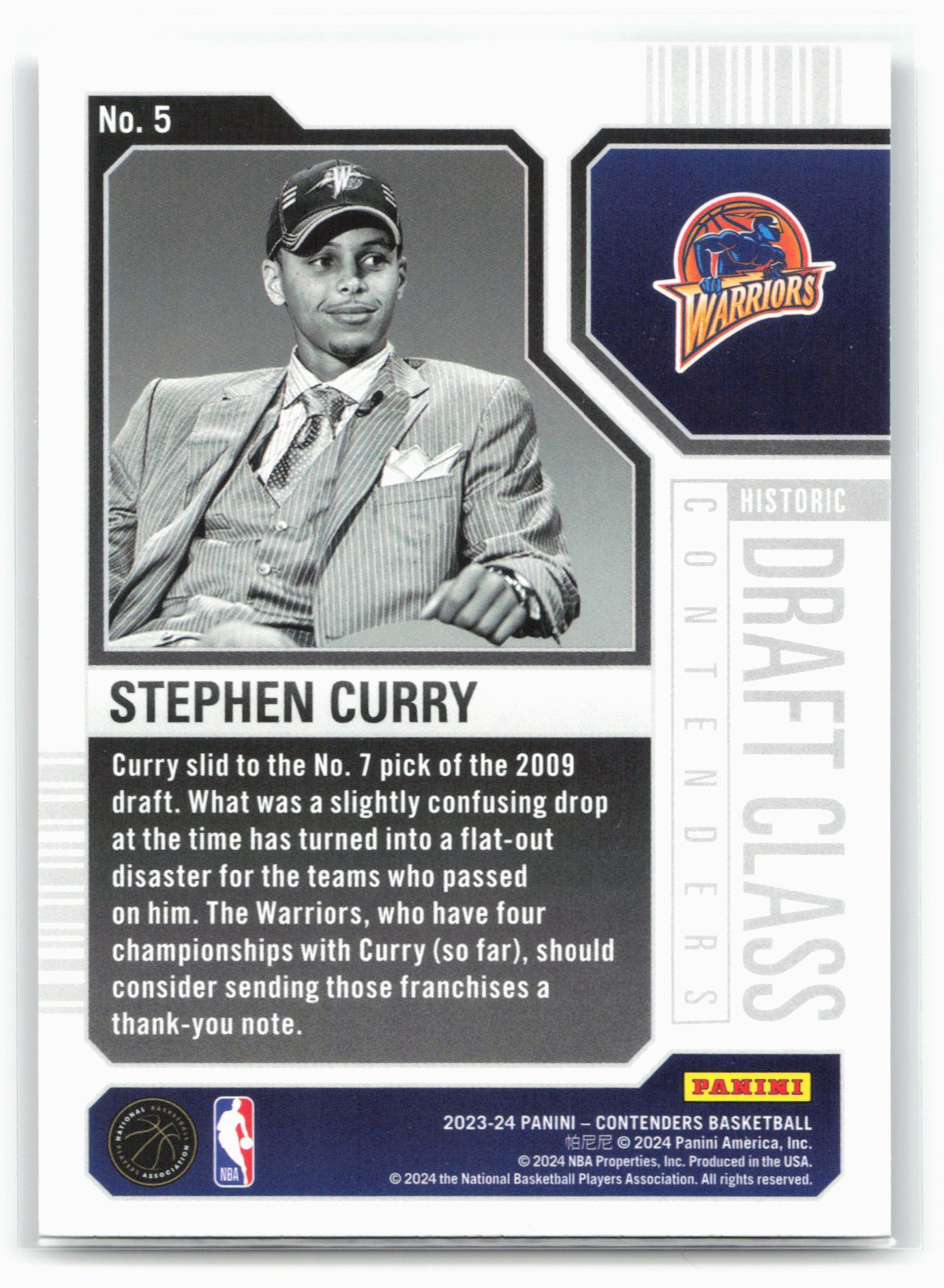 2023-24 Panini Contenders #5 Stephen Curry Historic Draft Class Contenders 28379