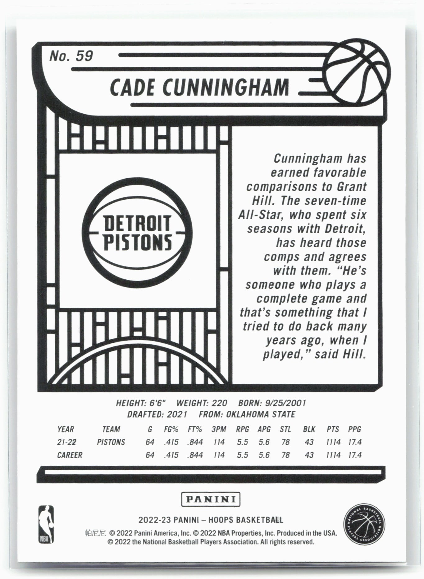 2022-23 Hoops #59 Cade Cunningham 28383