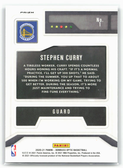 2020-21 Donruss Optic #1 Stephen Curry T-Minus 3...2...1 Holo