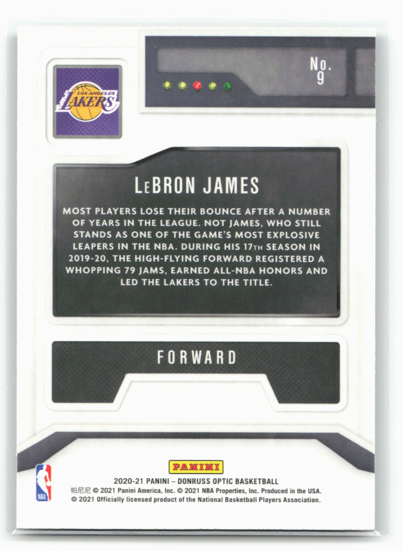 2020-21 Donruss Optic #9 LeBron James T-Minus 3...2...1 28389
