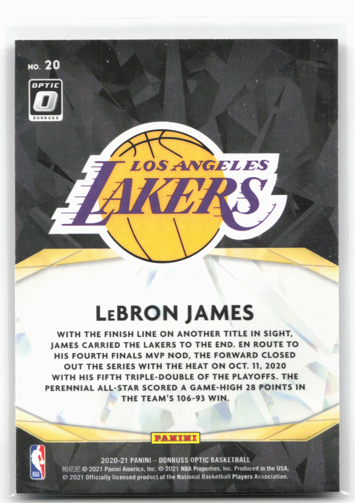 2020-21 Donruss Optic #20 LeBron James Winner Stays 28390
