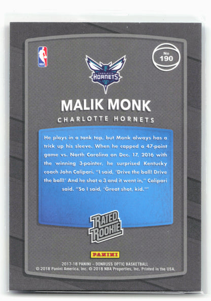 2017-18 Donruss Optic #190 Malik Monk Red and Yellow