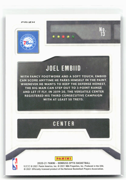 2020-21 Donruss Optic #13 Joel Embiid T-Minus 3...2...1 Holo
