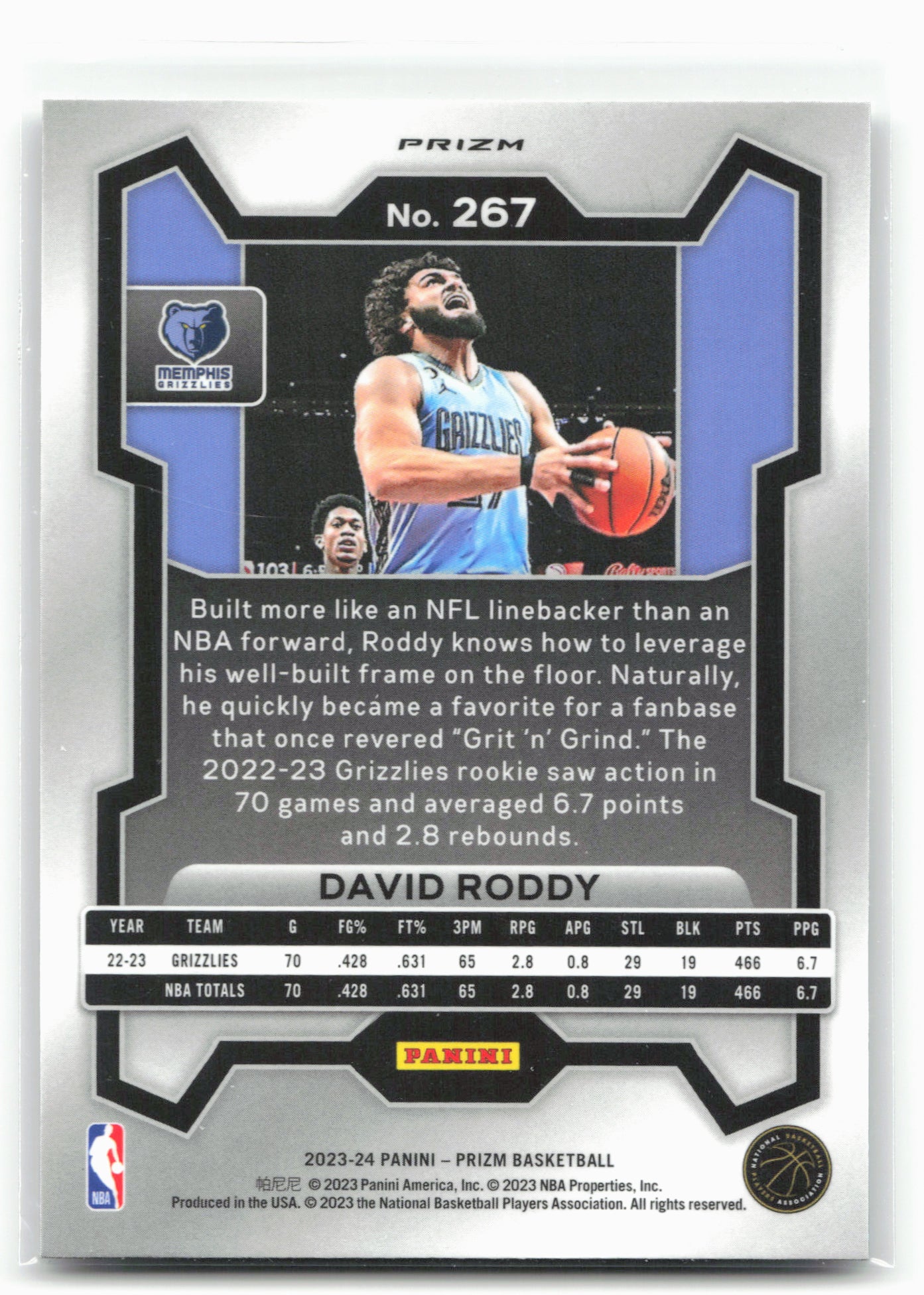 2023-24 Panini Prizm #267 David Roddy Prizms Fast Break