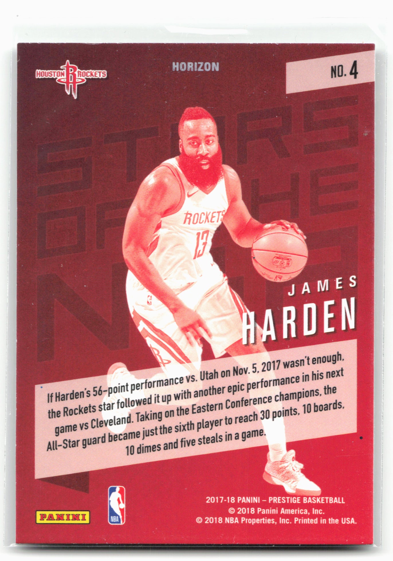 2017-18 Panini Prestige #4 James Harden Stars of the NBA Horizon