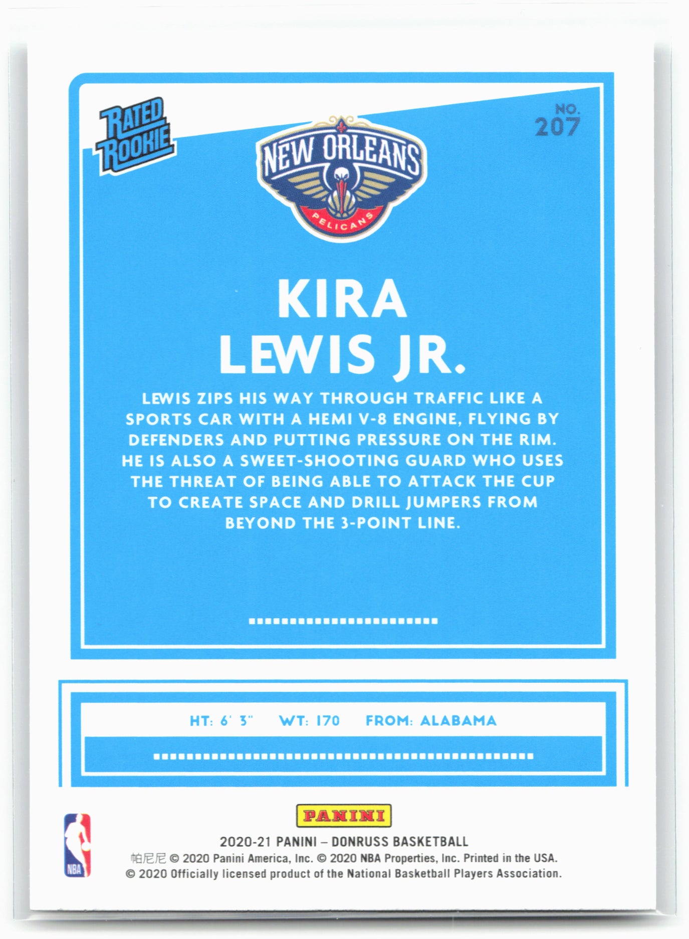 2020-21 Donruss #207 Kira Lewis Jr.