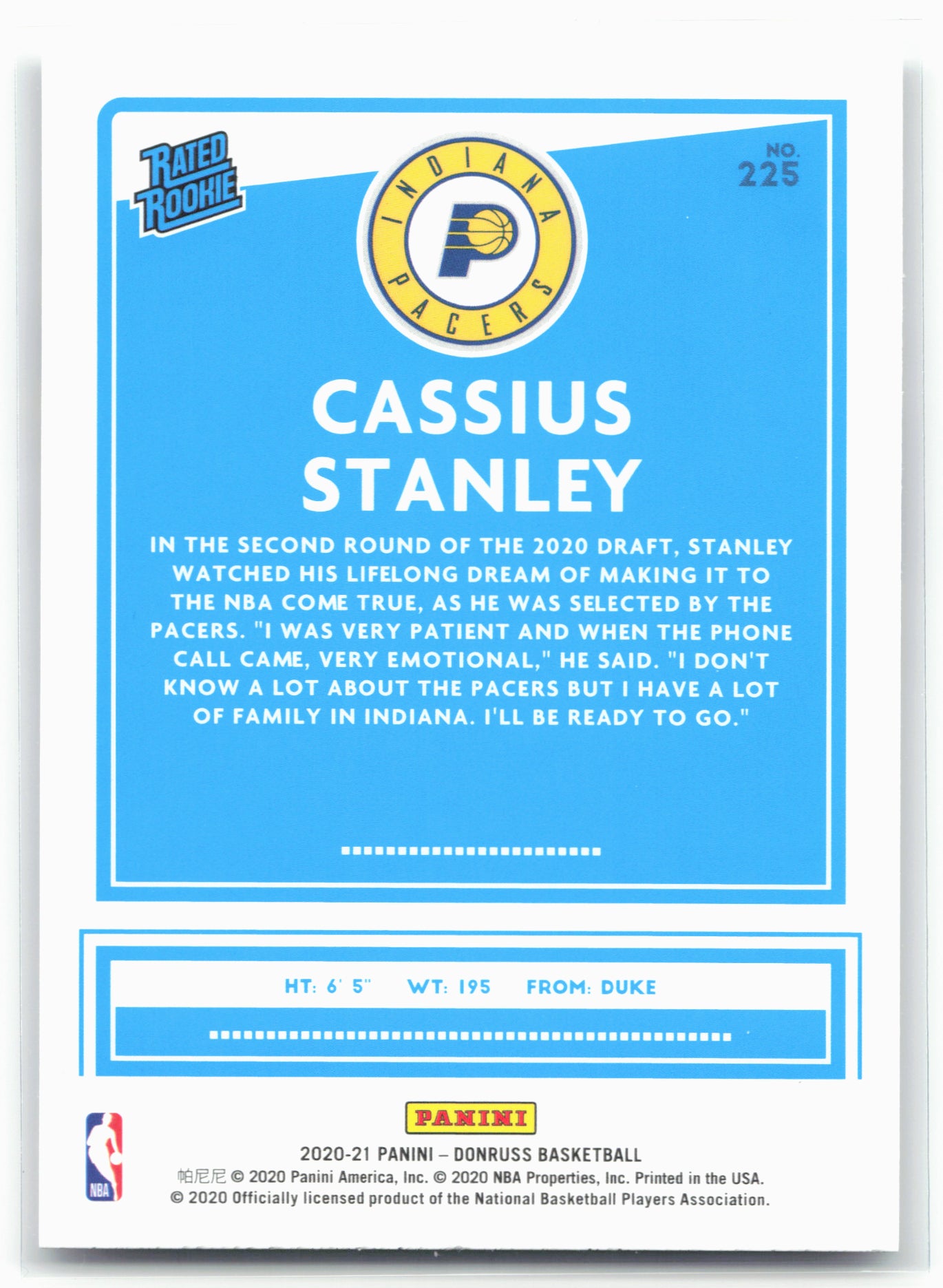 2020-21 Donruss #225 Cassius Stanley