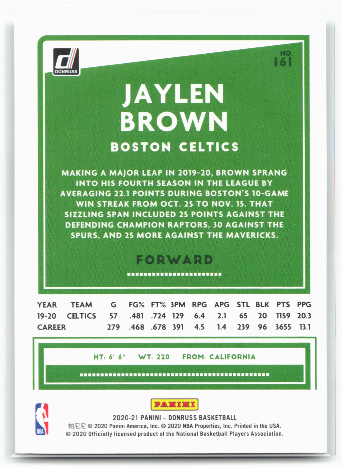 2020-21 Donruss #161 Jaylen Brown