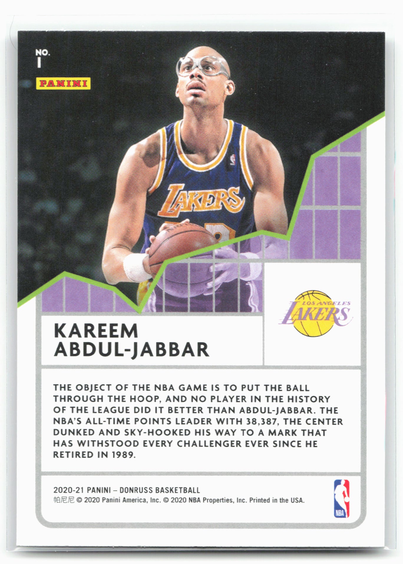 2020-21 Donruss #1 Kareem Abdul-Jabbar All Time League Leaders