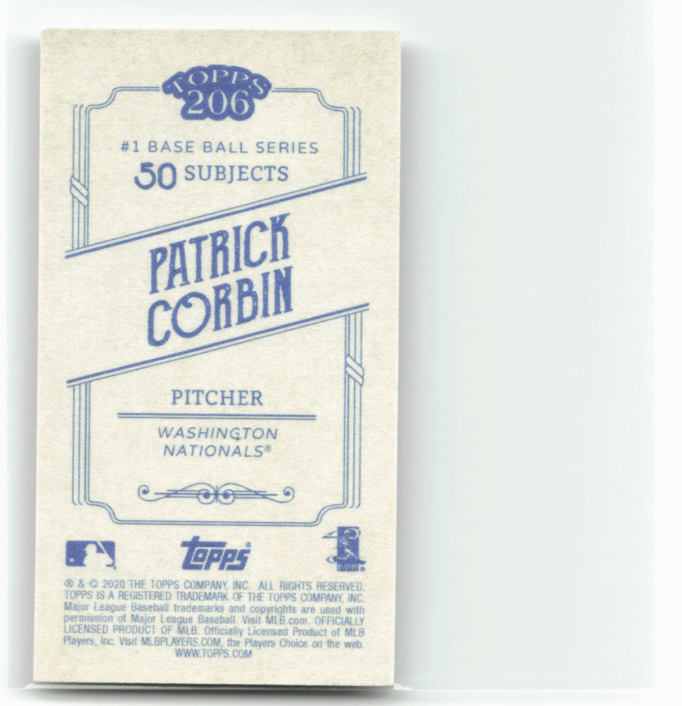2020 Topps 206 #NNO Patrick Corbin