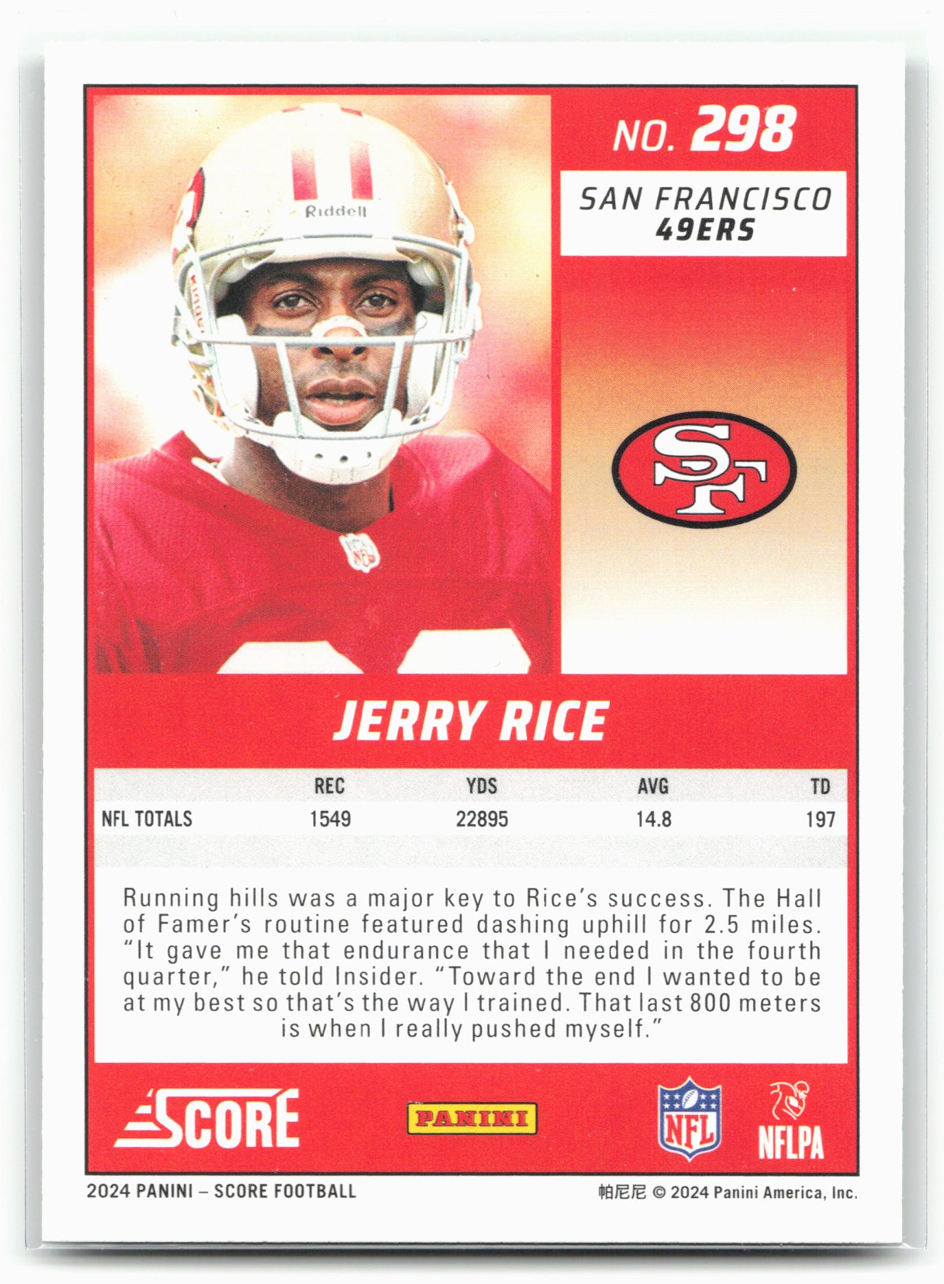 2024 Score #298 Jerry Rice Green 28545