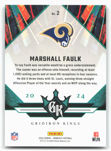 
2024 Donruss #2 Marshall Faulk All-Time Gridiron Kings 28553