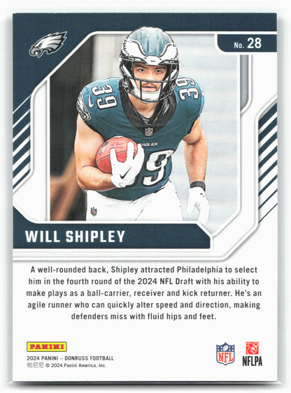 2024 Donruss #28 Will Shipley Elite Series Rookies 28554