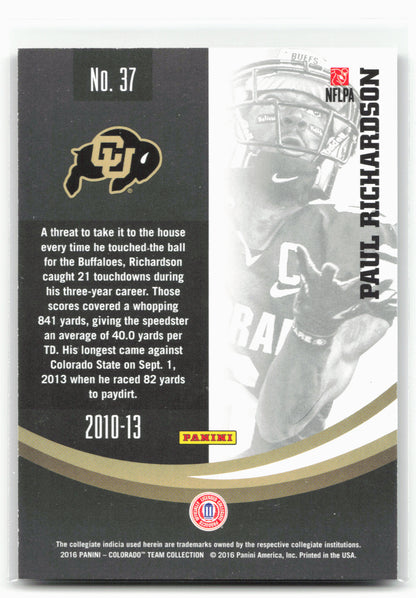 2016 Panini Colorado Buffaloes #37 Paul Richardson Gold #/25