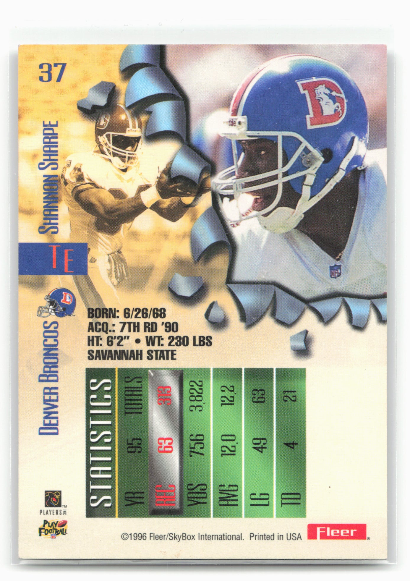 1996 Fleer Metal #37 Shannon Sharpe