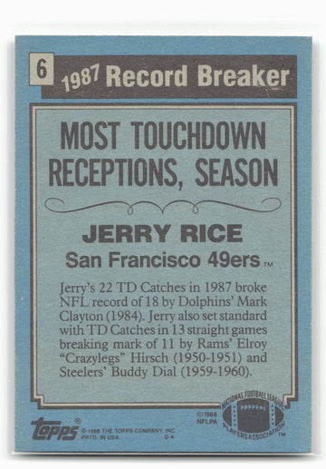 1988 Topps #6 Jerry Rice