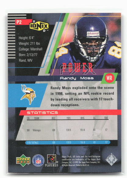 1999 UD Ionix #P2 Randy Moss Power F/X 28562