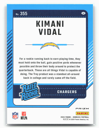 2024 Donruss #355 Kimani Vidal Optic Rated Rookies Preview Holo