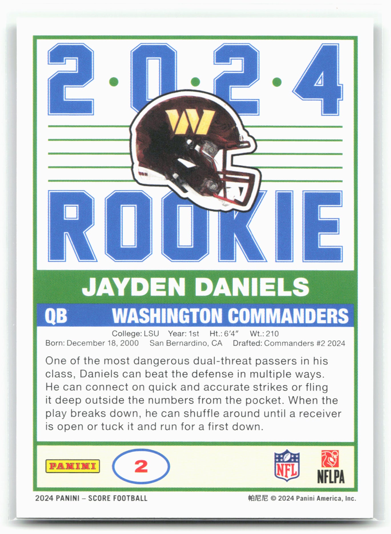 2024 Score #2 Jayden Daniels 35th Anniversary Rookies 28566