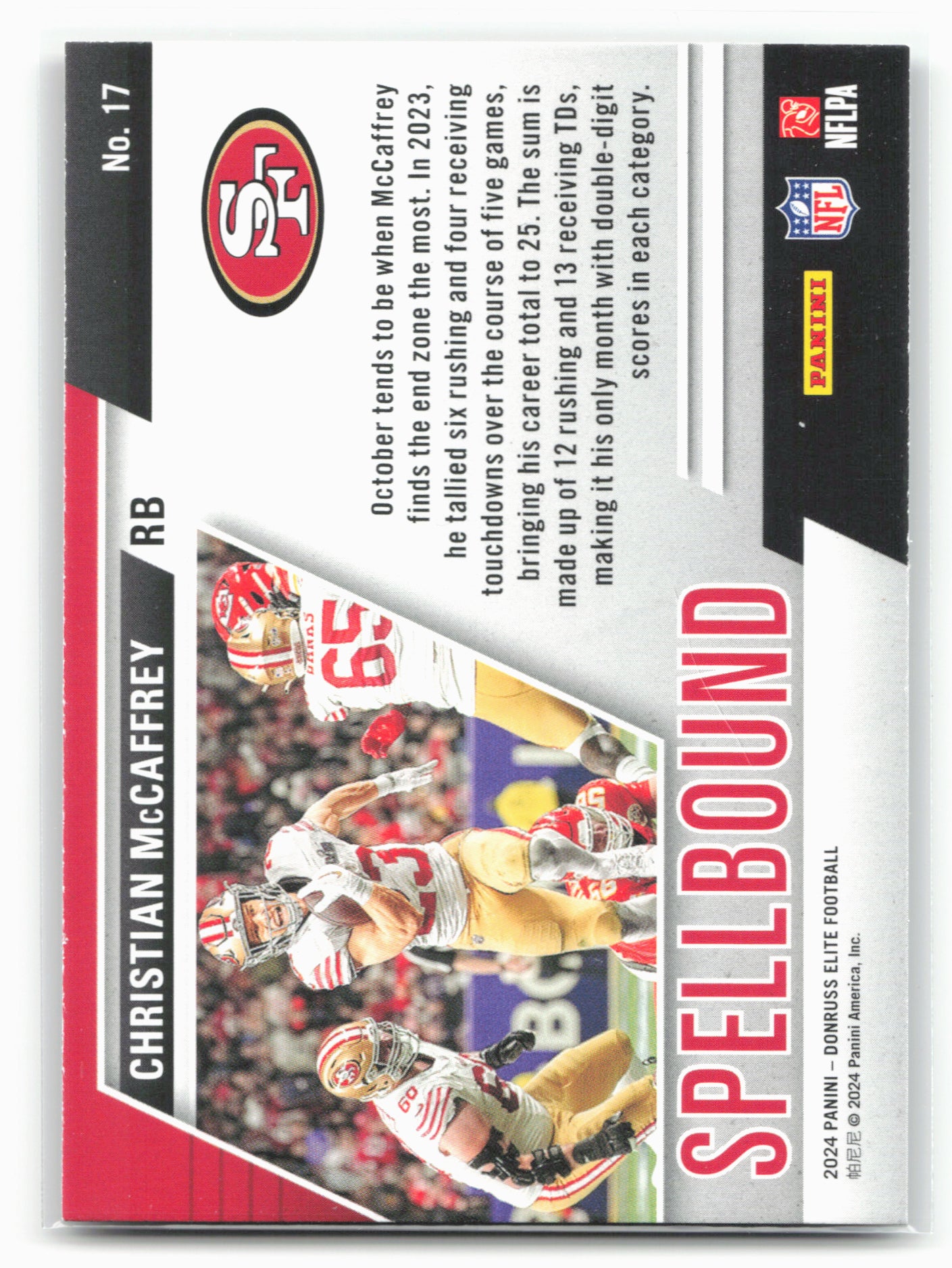 2024 Donruss Elite #17 Christian McCaffrey Spellbound Green 28569