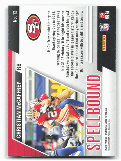 2024 Donruss Elite #12 Christian McCaffrey Spellbound Green 28574