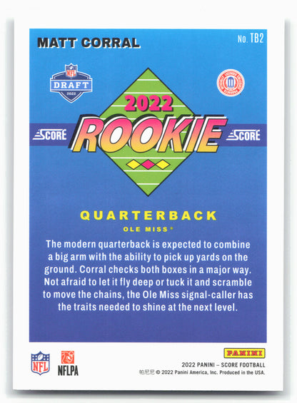 2022 Score #TB2 Matt Corral 1992 Throwback Rookie 28580