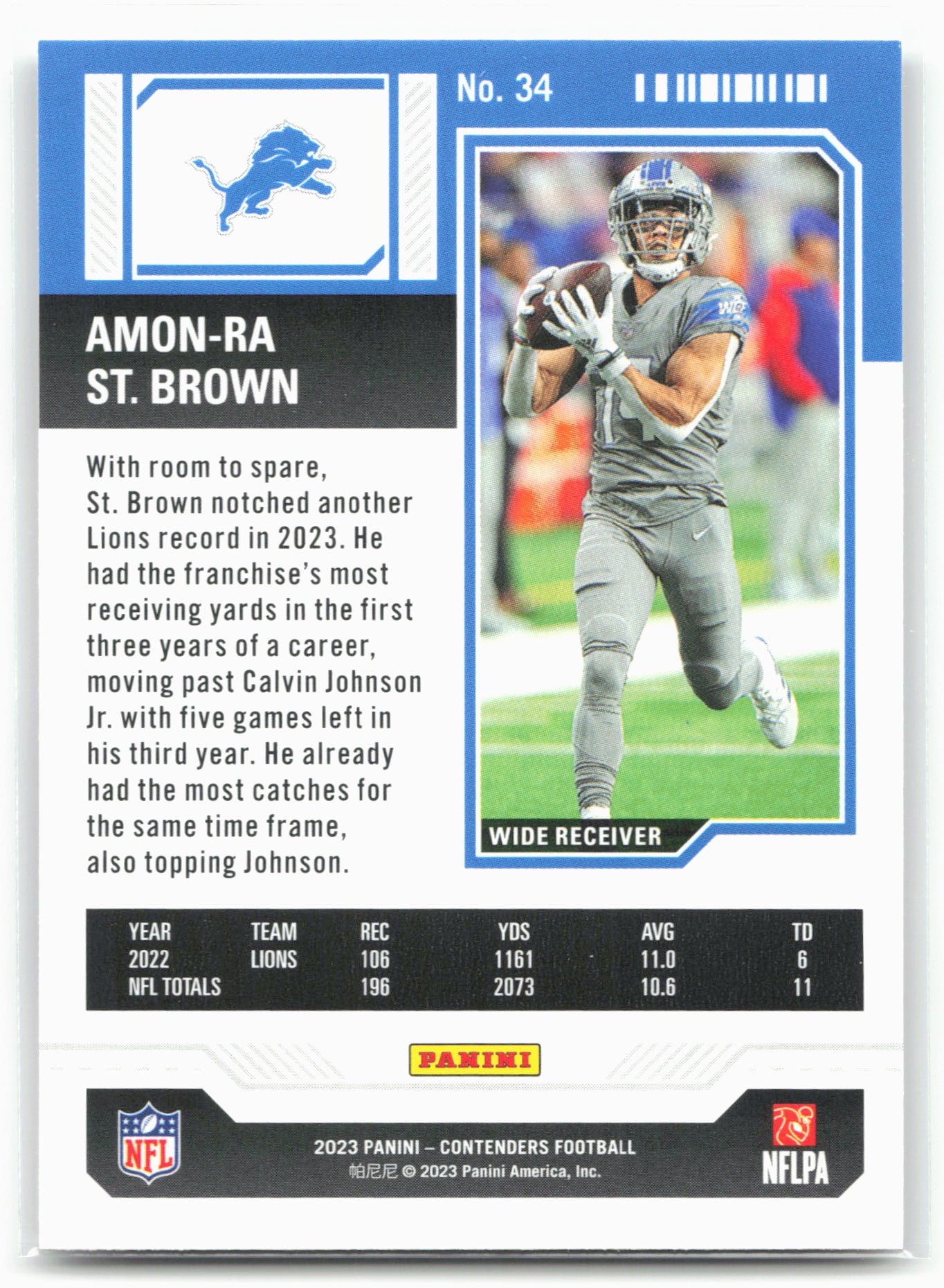 2023 Panini Contenders #34 Amon-Ra St. Brown 28587