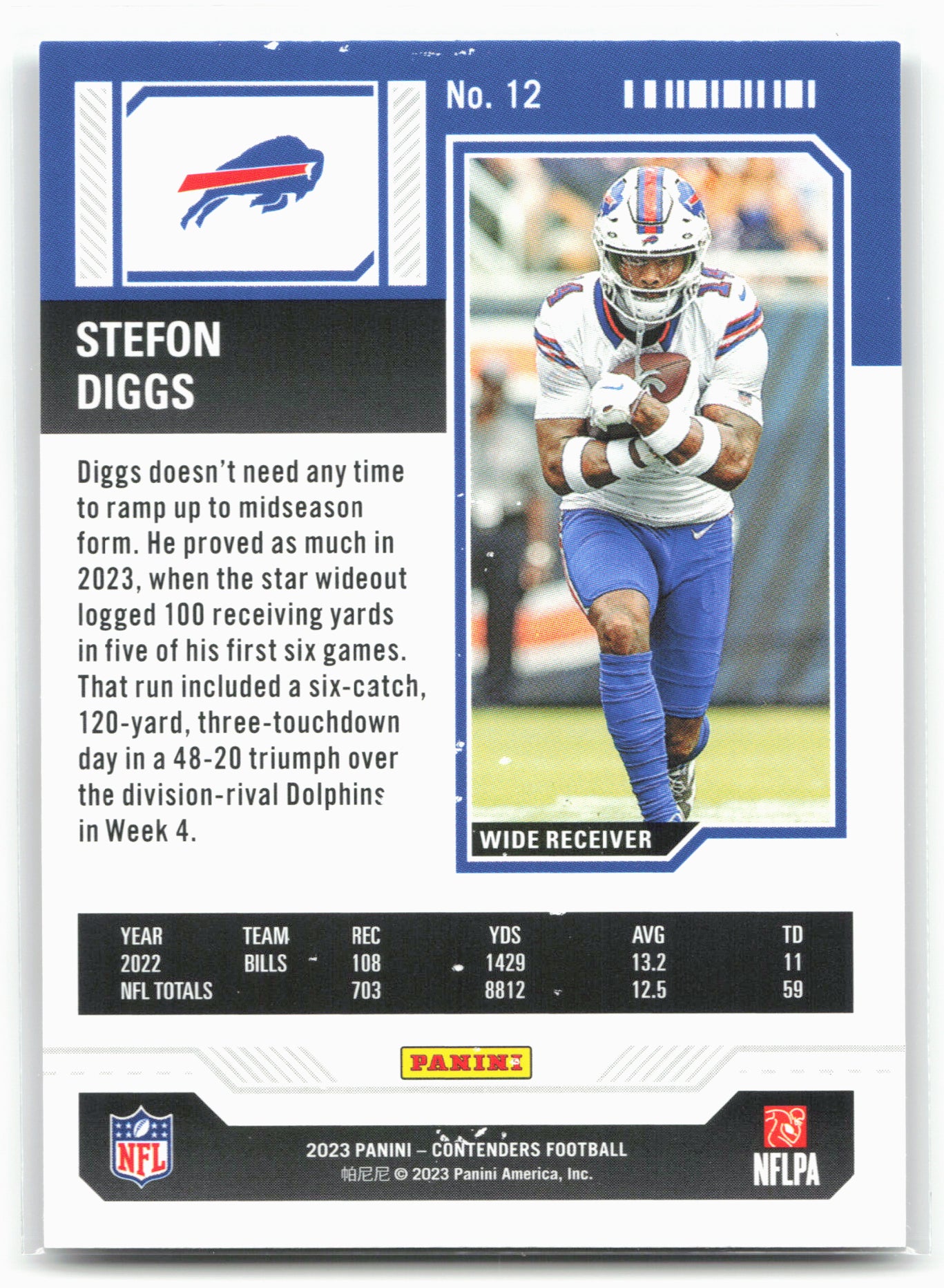2023 Panini Contenders #12 Stefon Diggs Game Ticket Bronze 28590