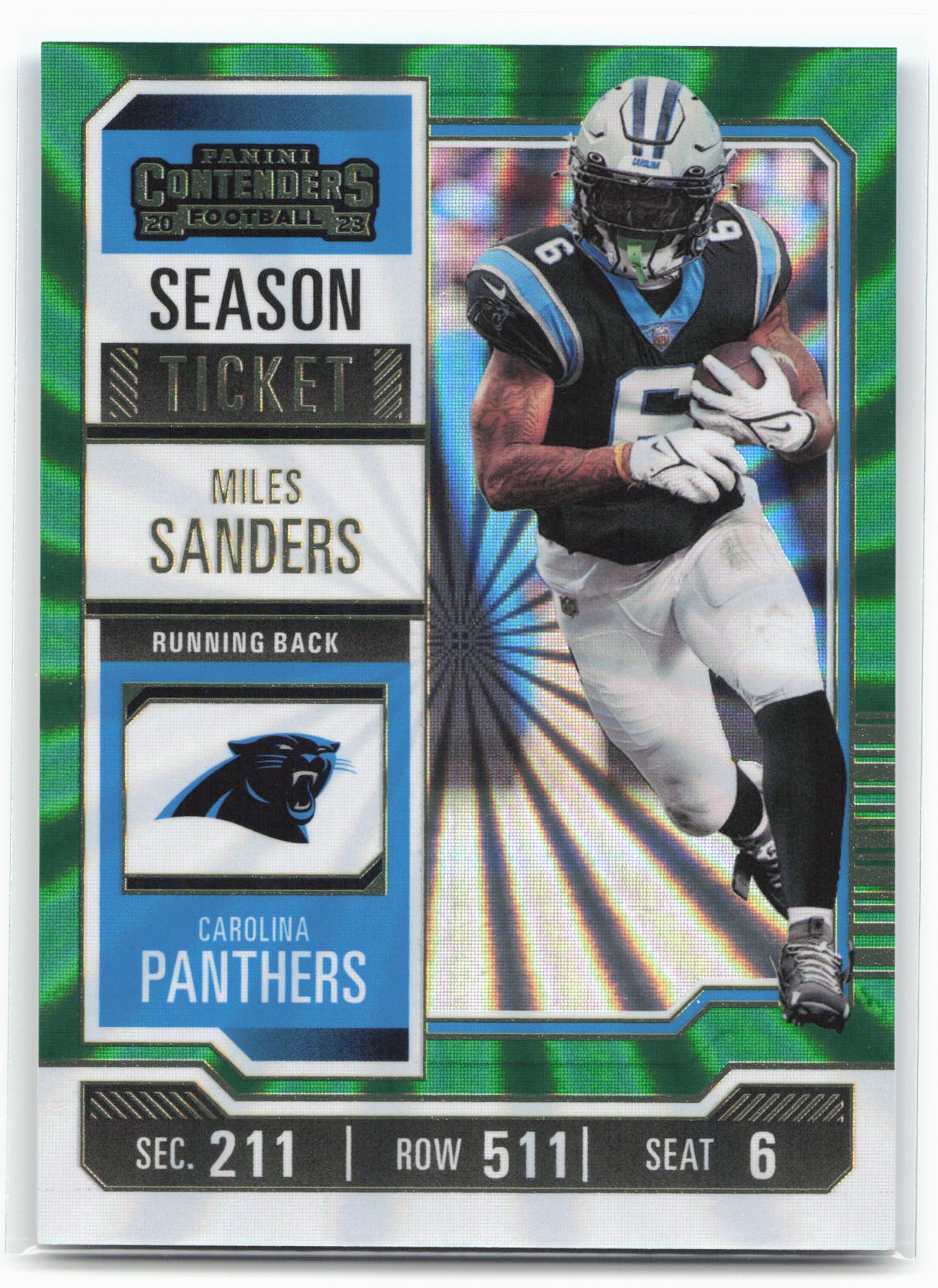 2023 Panini Contenders #16 Miles Sanders Opening Kickoff (Green Laser) Ticket