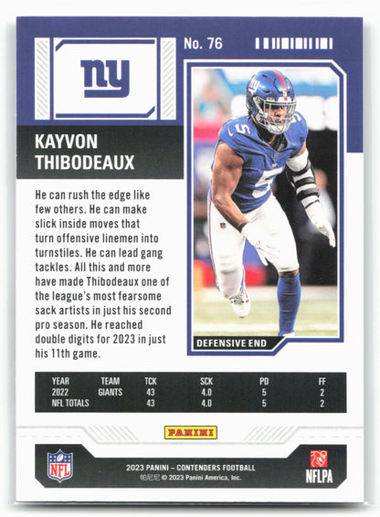 2023 Panini Contenders #76 Kayvon Thibodeaux Game Ticket Red