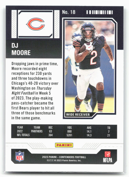 2023 Panini Contenders #18 DJ Moore Game Ticket Red